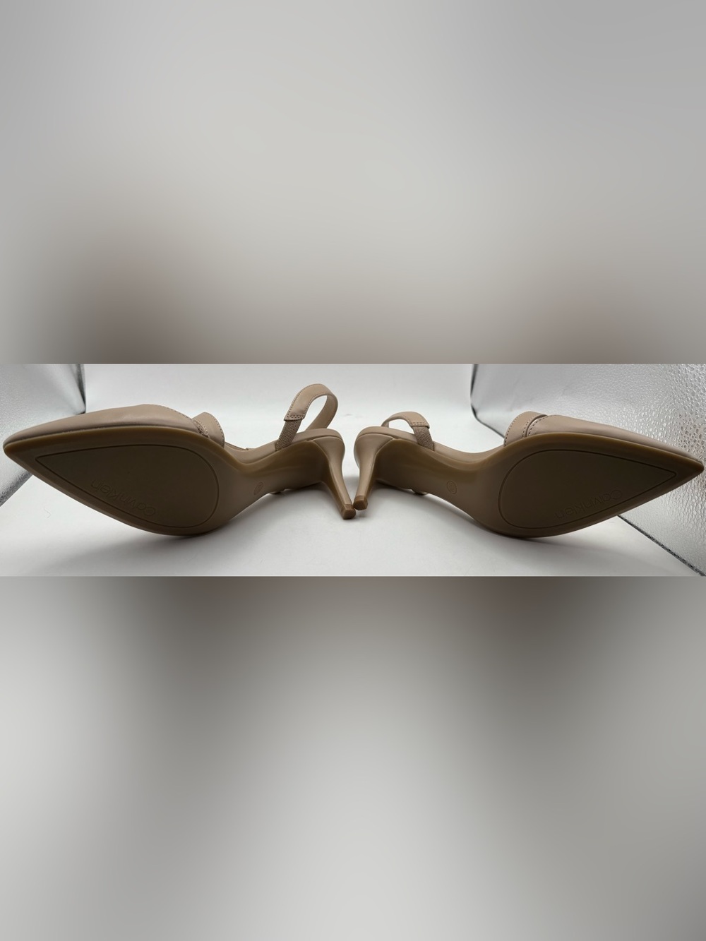 Calvin Klein Tan Pointed-Toe Slingback Heels - Picture 6 of 8